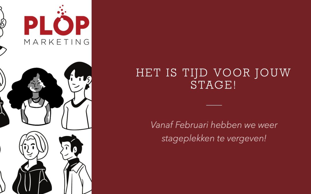 Marketing stage bij Plop Marketing (meewerkstage vanaf februari 2024) cover
